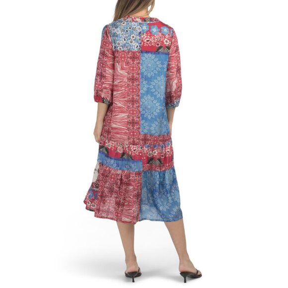 JOHNNY WAS Multi Silk Blend Cornelia Midi Dress With Slip - Picture 2 of 2